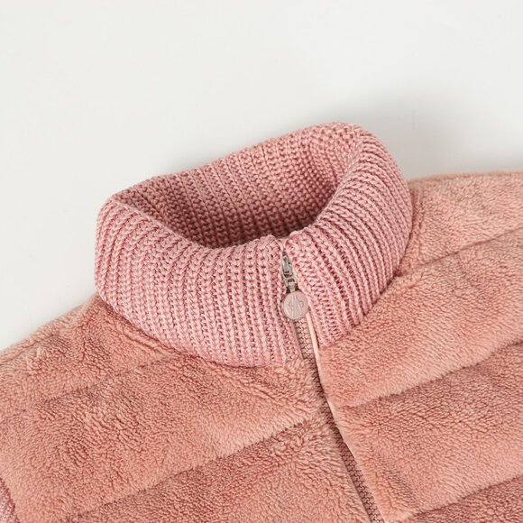 Moncler Pink Fleece Puffer Jacket with Knit Sleeves & Turtleneck | Size S - Picture 3 of 12